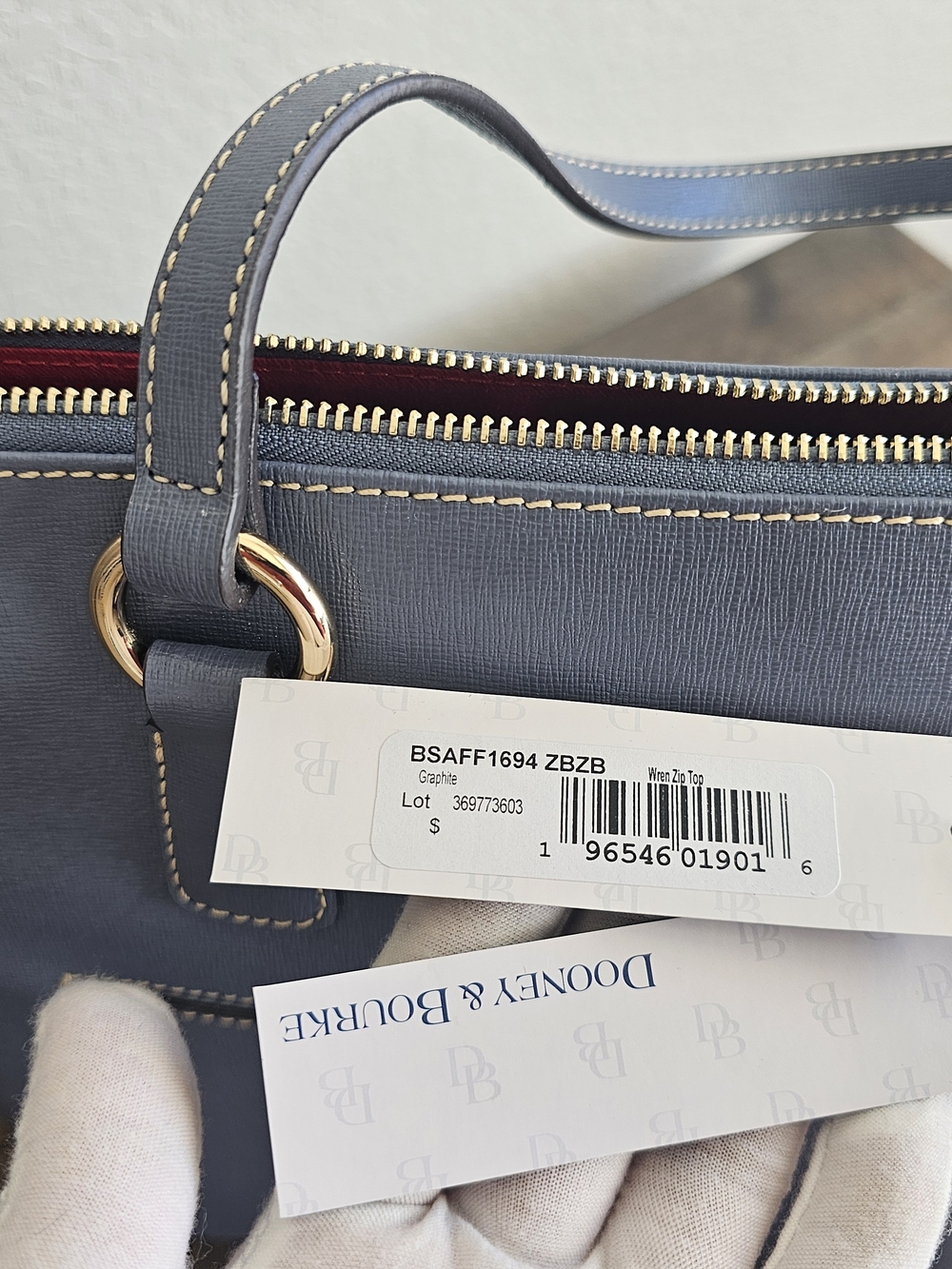 Dooney & Bourke Blue Saffiano-Style Tote with Gold Hardware - Picture 14 of 16